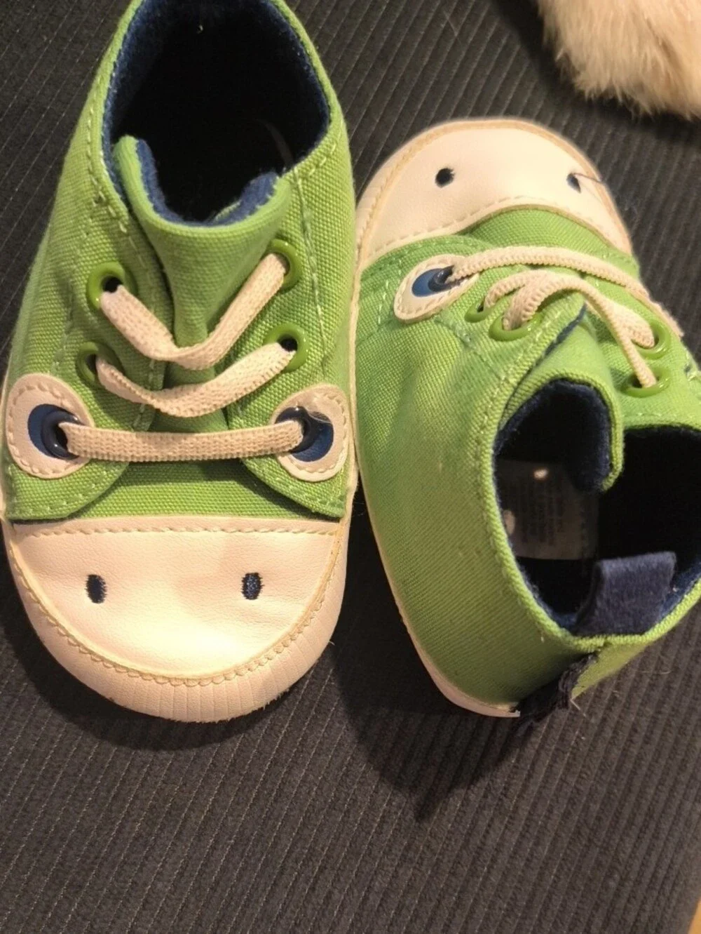 Green Canvas Kids Shoes with White Toe - Baby & Toddler